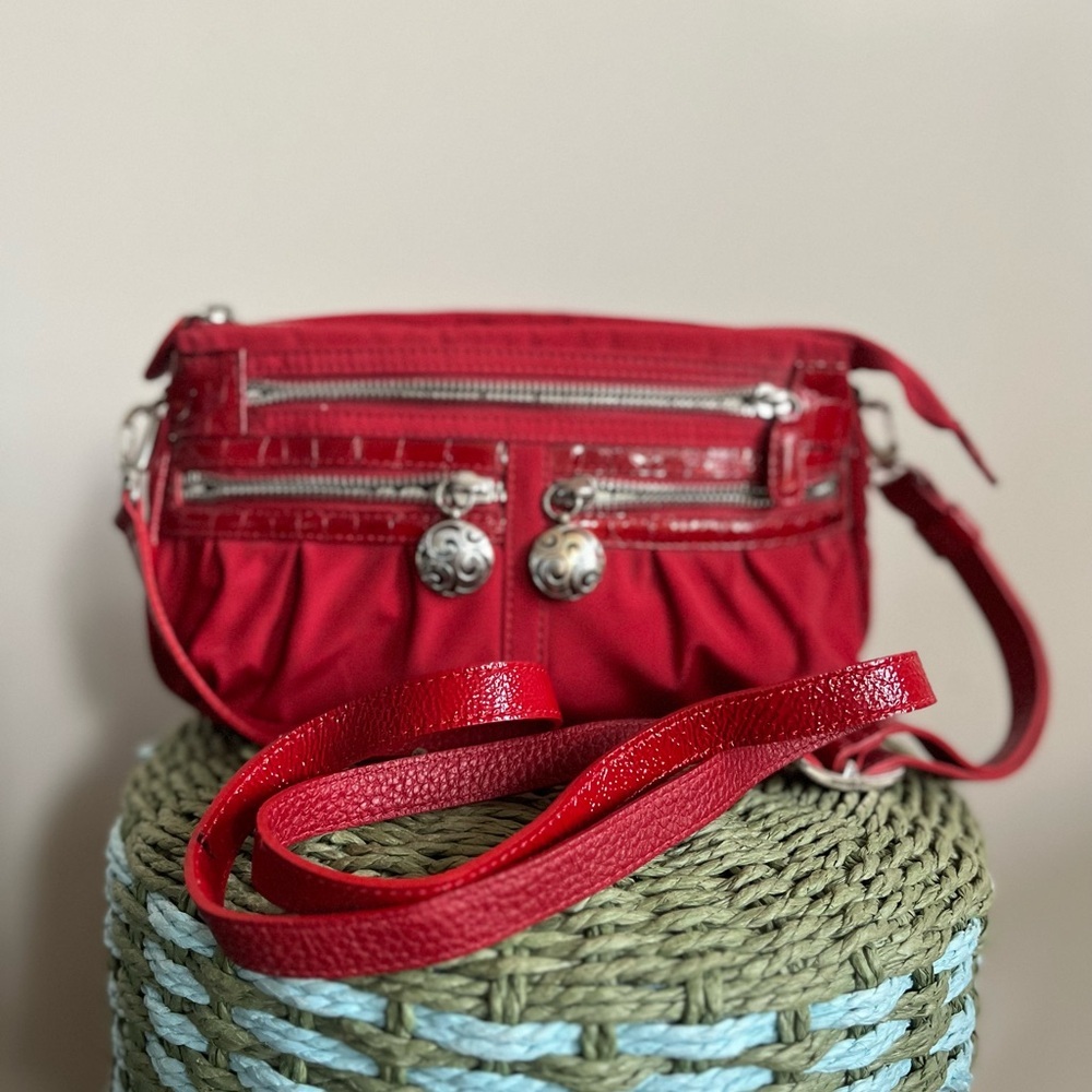 Brighton VTG Red Crossbody Nylon Bag